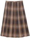 Low Classic Checked Pleated Skirt In 褐色