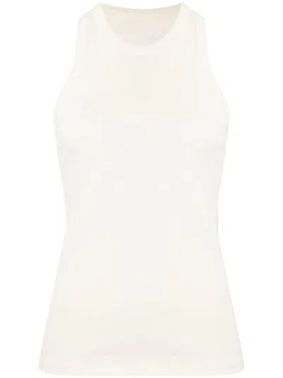 Low Classic Embroidered-logo Sleeveless Top In Cream