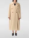 Low Classic Beige Double-breasted Trench Coat With Notched Lapels