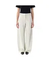 Low Classic Tapered Light Grey Jersey Cocoon Fit Pants With Hidden Fly In Light Gray