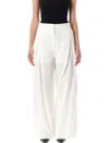 Low Classic High Waist Cotton Tuck Wide Leg Pant