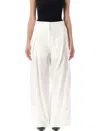 Low Classic High Waist Cotton Tuck Wide Leg Pant