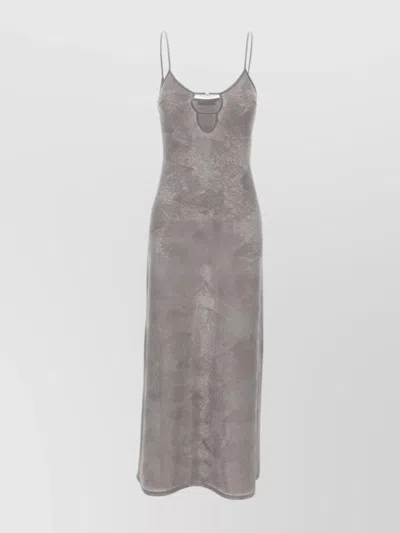 Low Classic Crepe Sleeveless Dress Front Cut-out In Grey