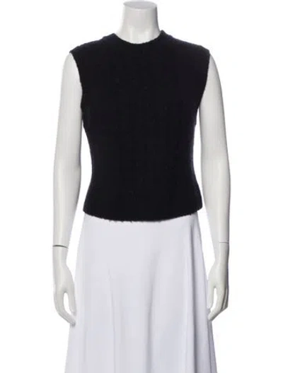 Pre-owned Low Classic Crew Neck Sleeveless Crop Top In Black