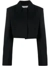 Low Classic Cropped Concealed-front Jacket In Blau