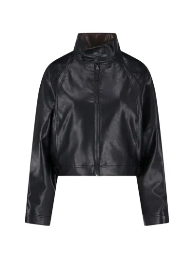 Low Classic Cropped High-neck Jacket In Black