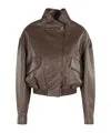 Low Classic Cropped Leather Jacket In Brown
