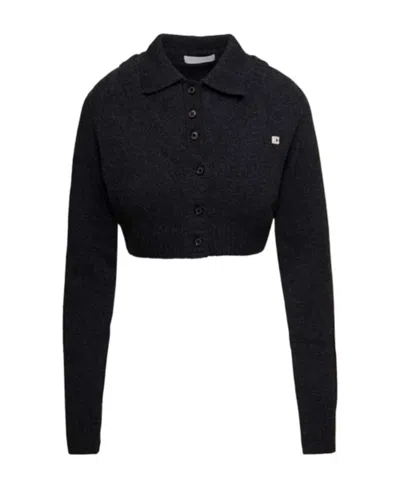Low Classic Cropped Wool Knitted Top In Black