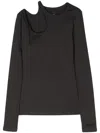 Low Classic Cut-out Detail Top In Gray