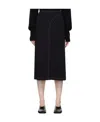 Low Classic Curved-line Button Midi Skirt In Black