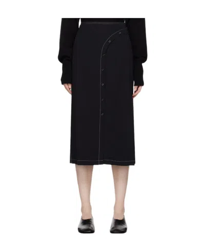LOW CLASSIC CURVED-LINE BUTTON MIDI SKIRT