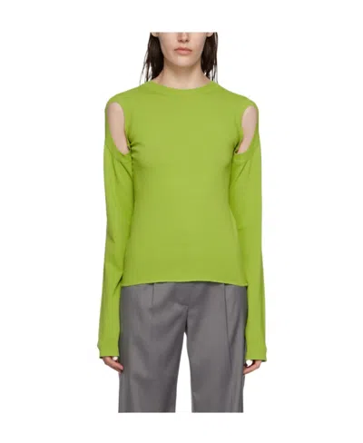 Low Classic Cut-out Detail Knitted Jumper In Green