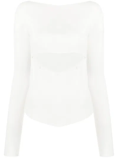 Low Classic Cut-out Detail Long-sleeve Top In White