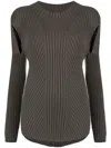 Low Classic Cut-out Detailing Ribbed-knit Jumper In Green