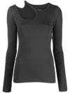Low Classic Cut-out Detail Top In Grey