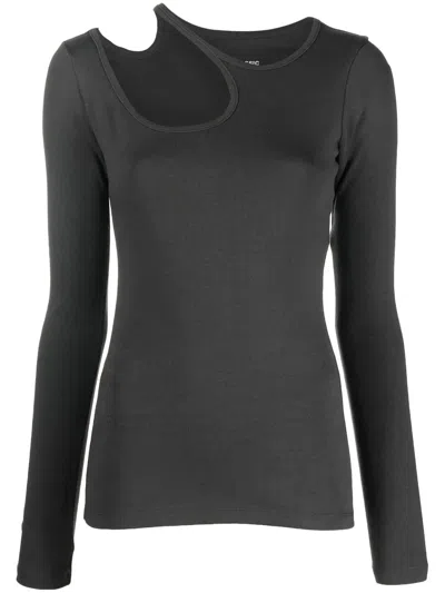 Low Classic Cut-out Knitted Top In Grey