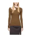 Low Classic Cut-out Long-sleeve Cotton T-shirt In Brown