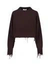 Low Classic Damage Crop Sweater - Brown In Brown