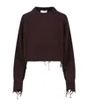 Low Classic Damage' Crop Sweater In Brown