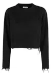 Low Classic Cropped Pullover Distressed Hemline In Black