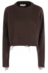 Low Classic Damaged Cropped Pullover In Brown