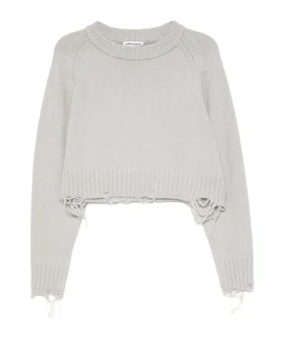 Low Classic Damaged Knitted Top In Gray