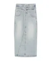Low Classic Belted Denim Maxi Skirt In Gray
