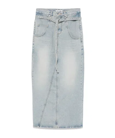 LOW CLASSIC BELTED DENIM MAXI SKIRT