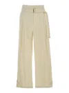 Low Classic Double Belt Pleated Trousers In Beige