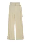 Low Classic Double Belt Pleated Trousers In Beige