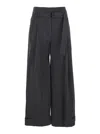 Low Classic Double Belt Pleated Trousers In Grey