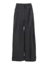Low Classic Double Belt Pleated Trousers In Grey