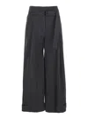 Low Classic Double Belt Pleated Trousers In Grey