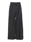Low Classic Double Belt Pleated Trousers In Grey
