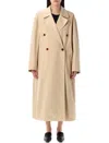 Low Classic Beige Double-breasted Trench Coat With Notched Lapels