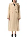 Low Classic Beige Double-breasted Trench Coat With Notched Lapels In Beige