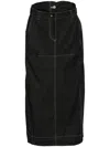 Low Classic Double Waist Maxi Denim Skirt In Black