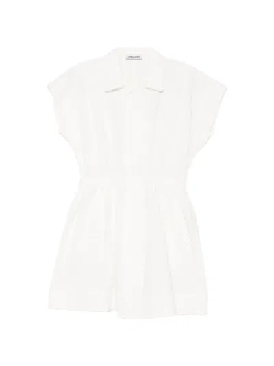 Low Classic Double-breasted Flared Mini Dress In White