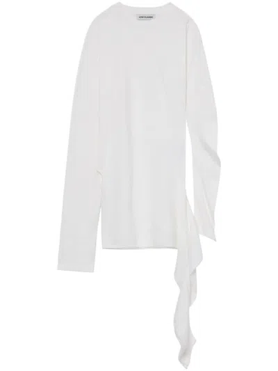 Low Classic Draped-detail T-shirt In Weiss