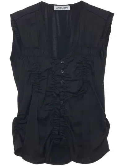 Low Classic Draped Sleeveless Shirt In 黑色