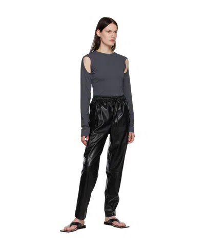 Low Classic Faux-leather Drawstring Trousers In Black