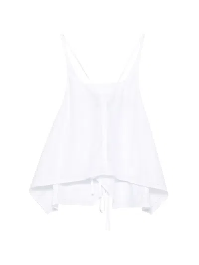 Low Classic Flared Sleeveless Top In White