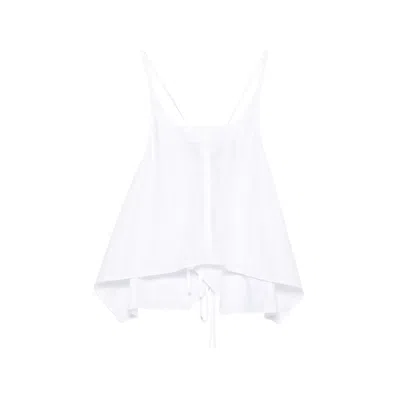 Low Classic Flared Sleeveless Top In White