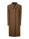 Low Classic Fluffy Wool Single Mac Coat In Brown