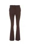 Low Classic Wool Flared Pants With Slits In Dark Brown