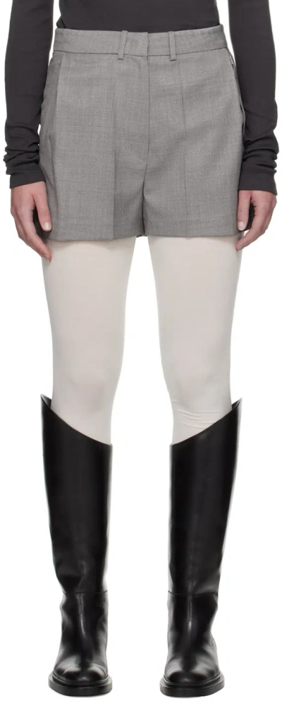 Low Classic Gray Twill Shorts In Melange Grey