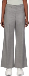 Low Classic Wide Leg Wool Trouser With Belt Loops In Melange Grey