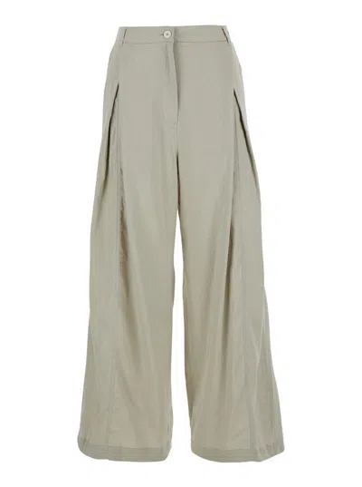 LOW CLASSIC GREEN PALAZZO PANTS WITH FRONT PENCES