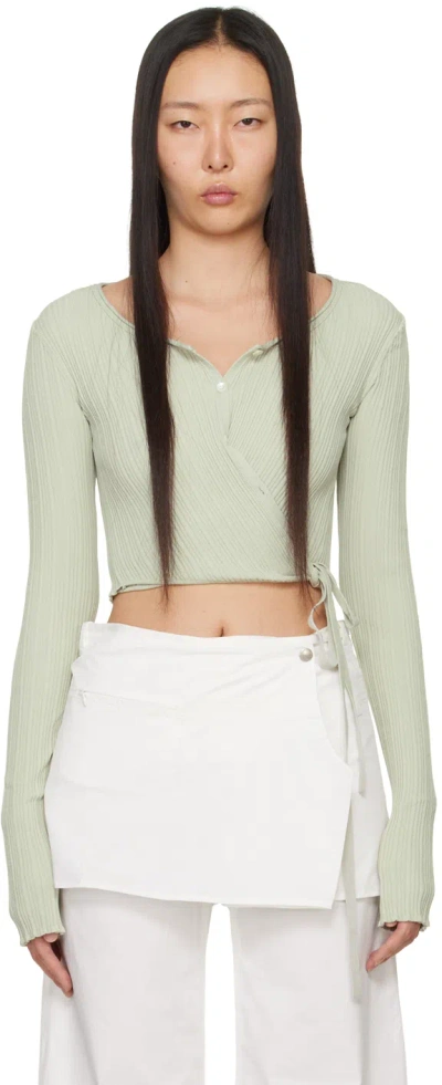 Low Classic Green Wrap Cardigan In Mint