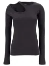 Low Classic Grey Long Sleeve T-shirt With Cut-out In Cotton Blend Woman In Grey